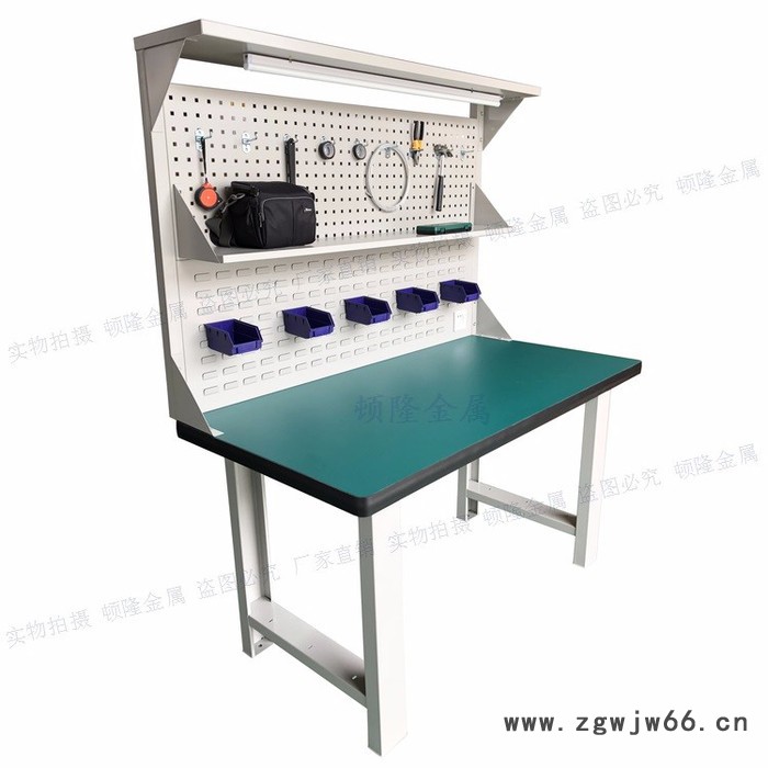 重型工作台 操作台 防静电钳工桌带背板灯架试验台工作台图6