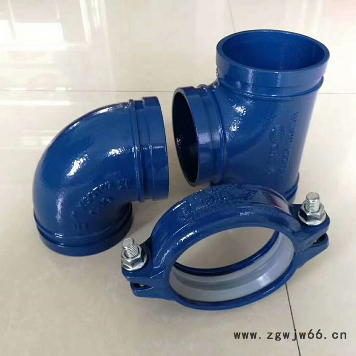国标消防涂塑管件 消防沟槽管件 涂塑弯头 涂塑三通 实体厂家现货销售图2