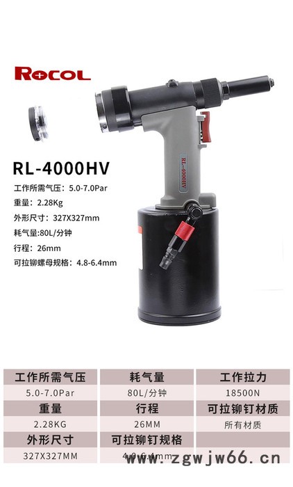 罗哥ROCOL进口全自动工业级自吸式气动液压拉钉枪铆钉枪气动工具 进口铆钉枪图3