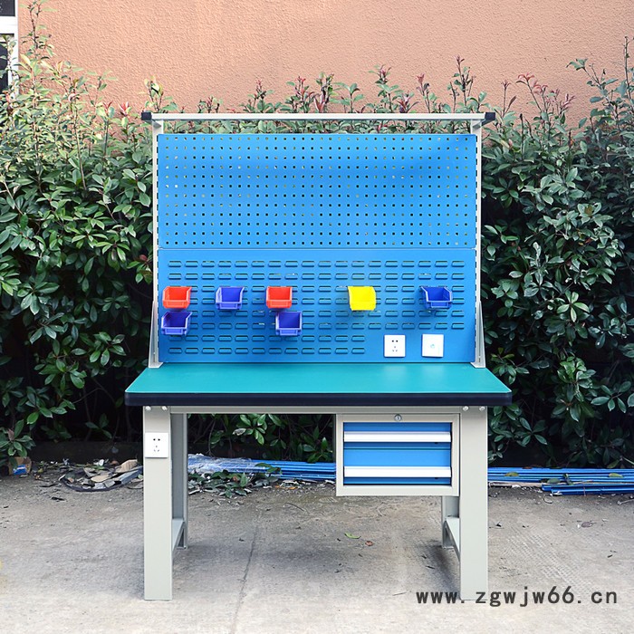 防静电工作台 钳工工作台桌 操作台流水台 车间工作台 抽屉式带背网带灯带开关插座图2