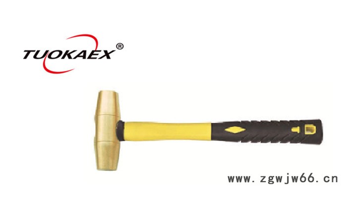 拓开1P-15P 黄铜圆鼓锤，防爆工具无磁纤维柄塑胶柄黄铜八角锤铜榔头大锤铜锤防爆铍青铜锤图2