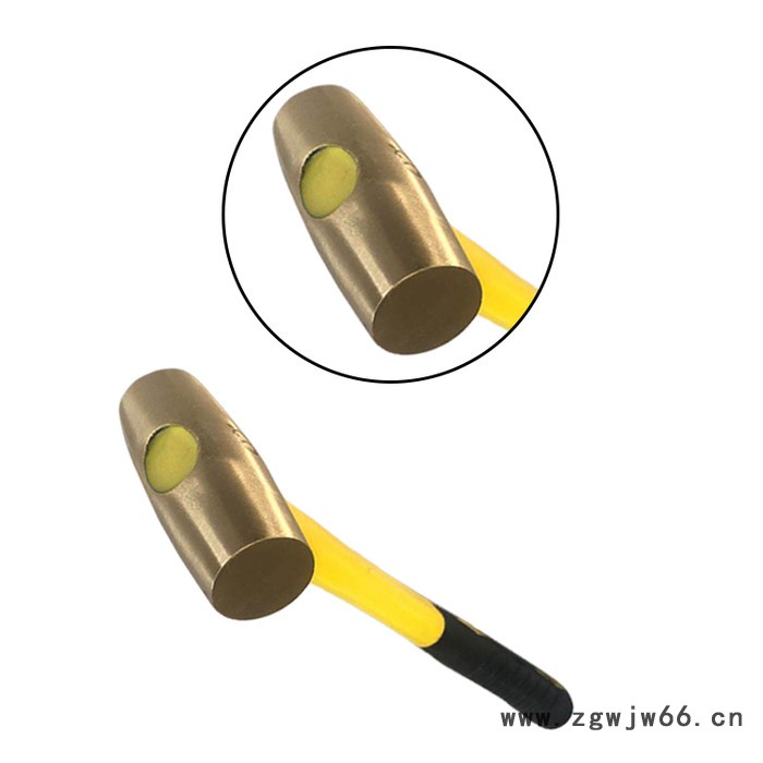 拓开1P-15P 黄铜圆鼓锤，防爆工具无磁纤维柄塑胶柄黄铜八角锤铜榔头大锤铜锤防爆铍青铜锤图4