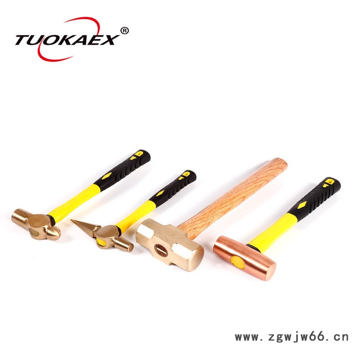 拓开1.5-10P 紫铜锤子，防爆工具TK2203B紫铜木柄圆鼓锤 全铜锤子 榔头图3