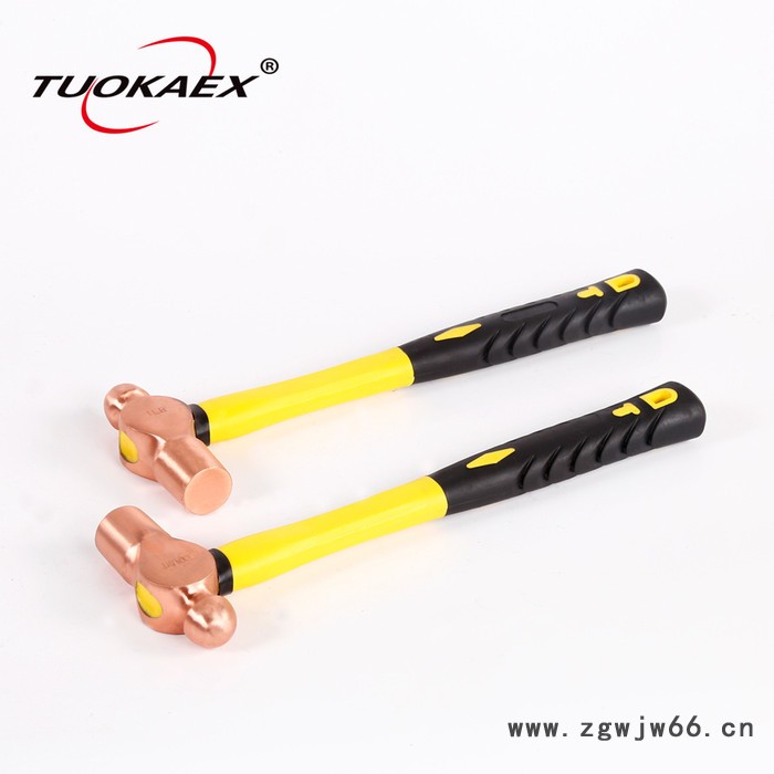 拓开1.5-10P 紫铜锤子，防爆工具TK2203B紫铜木柄圆鼓锤 全铜锤子 榔头图4