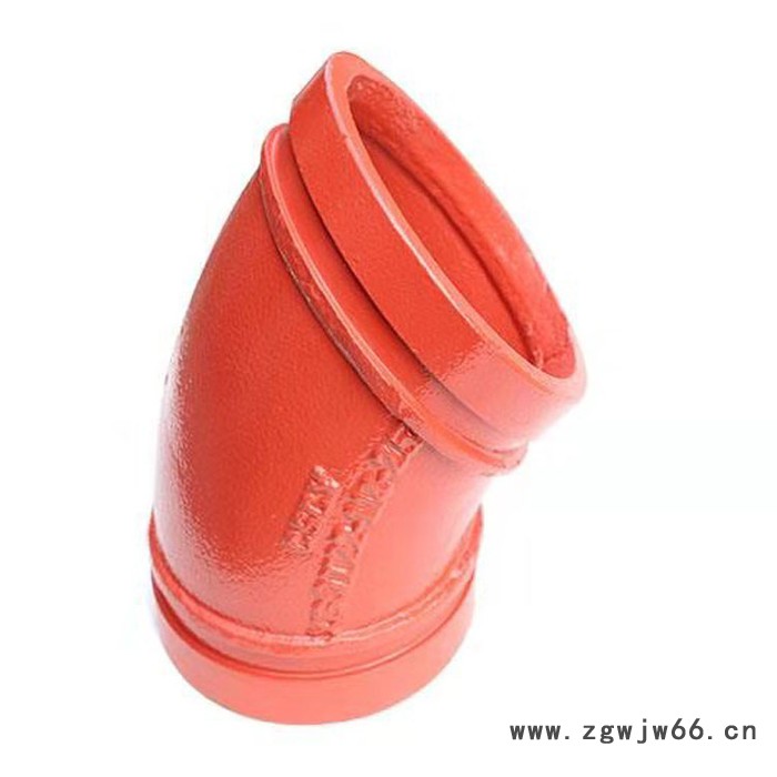 亿科 沟槽消防管件 消防弯头 沟槽弯头 45度90度快装弯头 管卡角弯图2