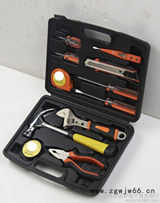 供应12件套实用组合 家用五金工具箱 五金礼品组合套装 塑料工具盒图2