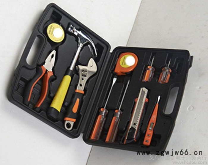 供应12件套实用组合 家用五金工具箱 五金礼品组合套装 塑料工具盒图3