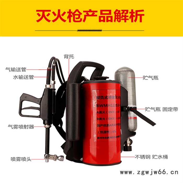 高压喷枪六孔水枪 背负式细水雾灭火水枪 细水雾灭火装置图6