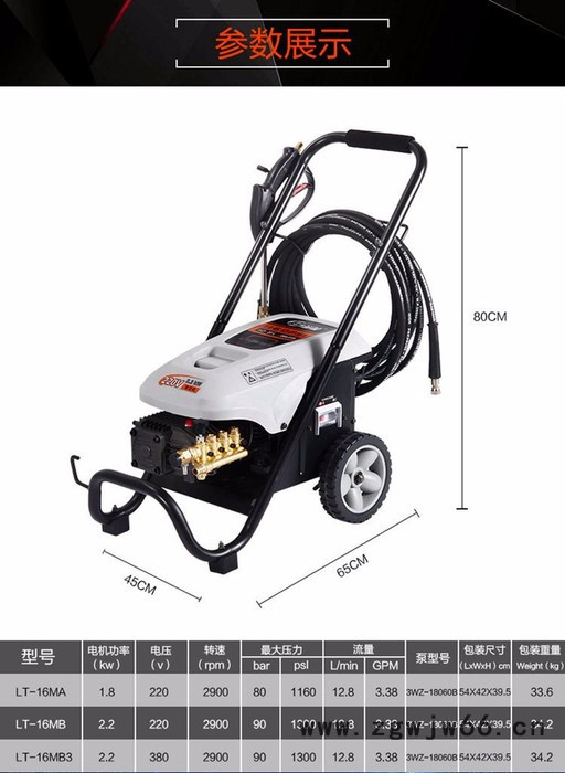 高压清洗机 洗车机 绿霸LT-16MB高压喷枪 多用喷头 洗车厂专用 刷车泵图2