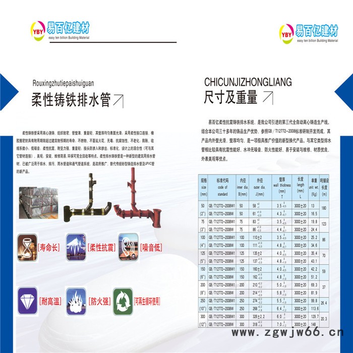 供应铸铁排水管  排水管材管件   柔性铸铁排水管图4