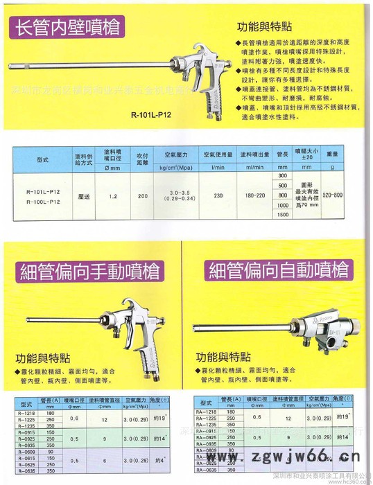 Prona台湾宝丽万向长杆喷枪 手动长颈喷枪 圆筒内壁喷枪图3