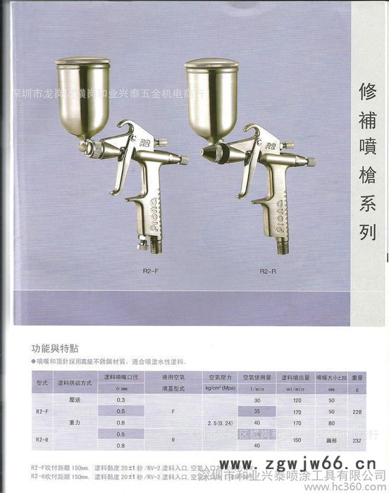 台湾Prona宝丽喷枪 R2-R R2-F修补专用小型喷枪图3