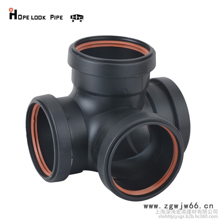 供应宏添PE45度弯头 PE排水管材管件 虹吸排水系统生产厂家 HDPE橡胶圈柔性承插连接排水管HDPE专用管卡图5