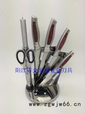 阳江不锈**具 亚克力可旋转套装菜刀七件套Q -7802 厂家批发礼品套刀图3