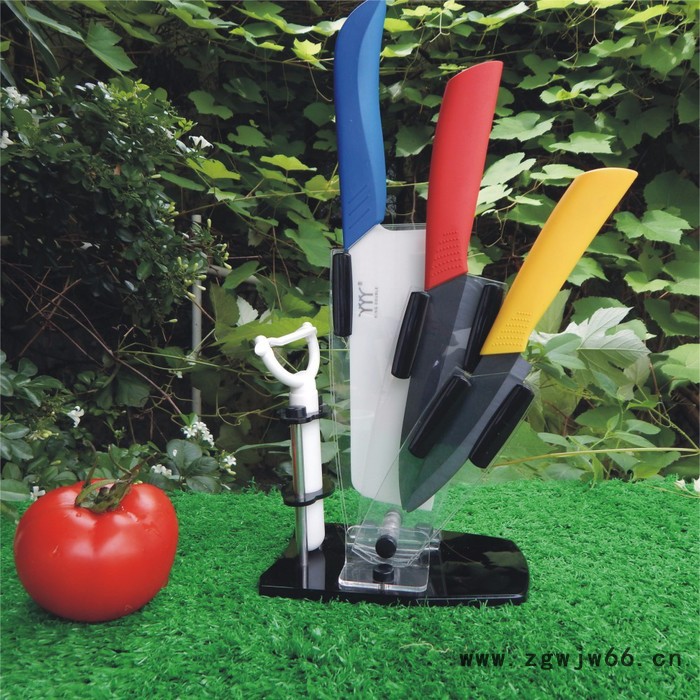 金得宝陶瓷刀具 菜刀 水果刀 剪刀 瓜刨 刀 兰柄白刀  批发套刀图4