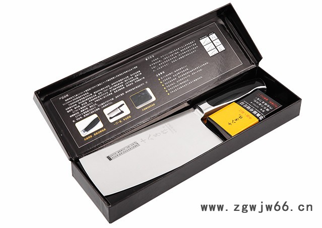 阳江十八子作不锈钢菜刀 锋利厨房刀具 黑狐切片刀 送刀架S2703-B图3