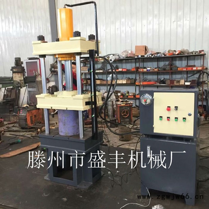 供应滕州盛丰100T四柱三梁液压机，粉末成型100吨耐火材料四柱油压机图3