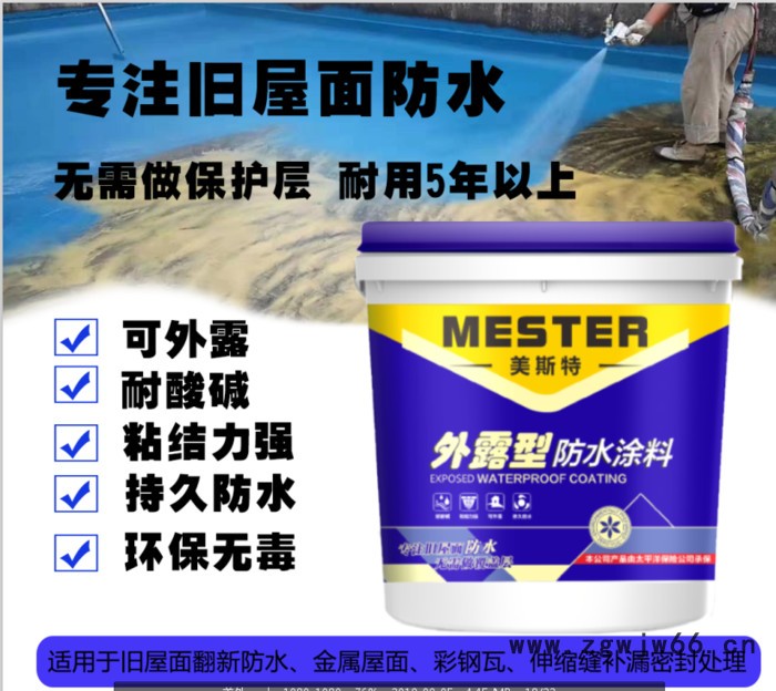 美斯特 楼顶外露防水涂料  广州屋面外露型防水材料源头厂家图3