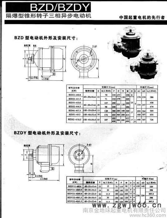 BZD 31-4 3.0KW  防爆锥形电机 隔爆型电机 南京起重电机总厂电机图3