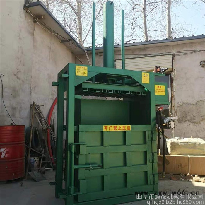 慧聪牌 可乐瓶挤扁机 20吨两相家用电双电机药材打包机 岩棉打块机厂家图6