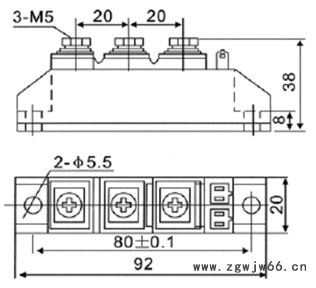 供应杭州国晶MFC90A可控硅整流管混合模块适用于电机软起动、交直流电机控制、各种整流电源、工业加热控制图3