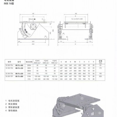 进口橡胶弹性张紧电机底座系列MB70型