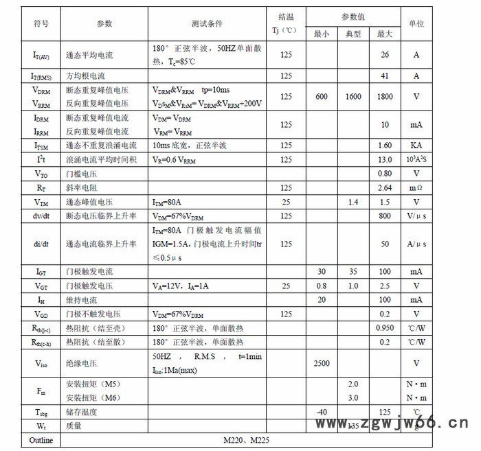 供应杭州国晶MFC26A可控硅整流管混合模块适用于电机软起动、交直流电机控制、各种整流电源、工业加热控制图3