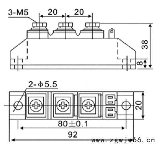 供应杭州国晶MFC26A可控硅整流管混合模块适用于电机软起动、交直流电机控制、各种整流电源、工业加热控制图2
