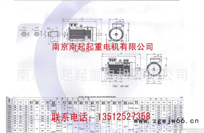 YZR(3) 起重及冶金用绕线转子三相异步电机、YZR3160M1-6 5.5KW