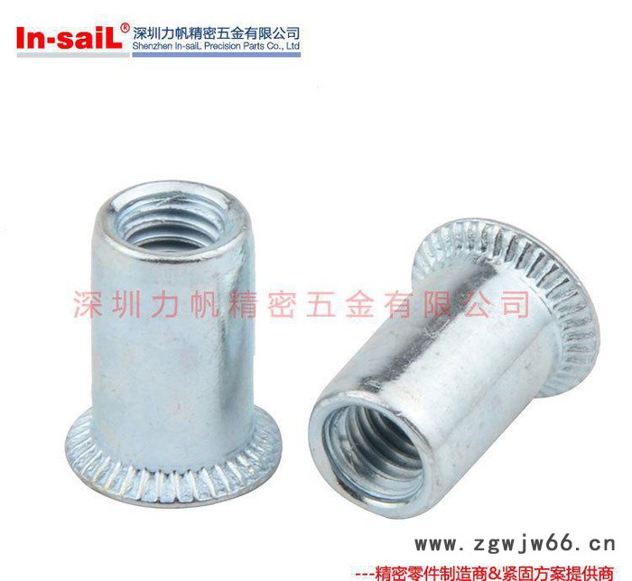 直销 碳钢M8平头竖条纹拉铆螺母 拉帽 压花钣金紧固件图2