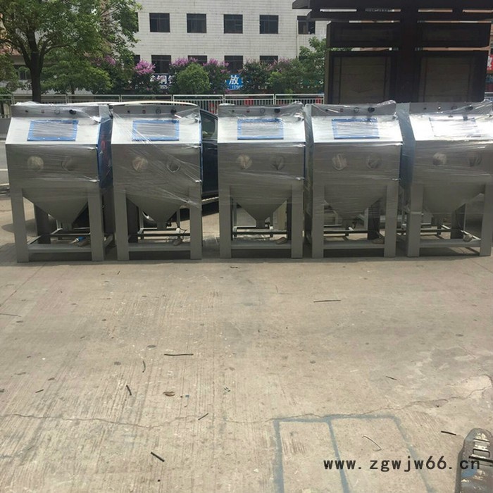 9080手动喷砂机推车转盘喷砂机五金模具清理喷砂设备**图2