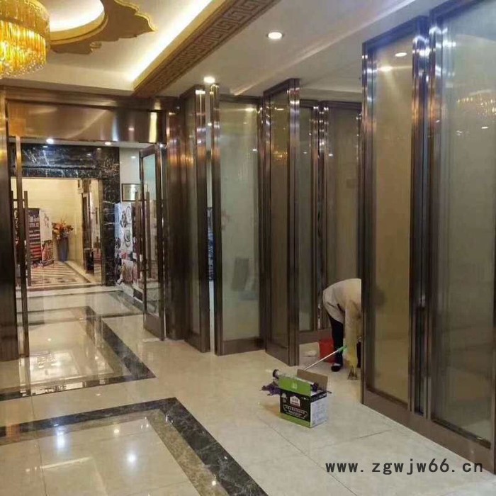 不锈钢地弹簧玻璃门 厂家定制黑钛金商铺、酒店不锈钢地弹簧大门图7