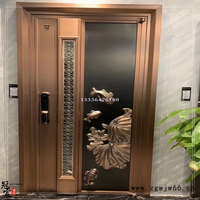 不锈钢地弹簧玻璃门 厂家定制黑钛金商铺、酒店不锈钢地弹簧大门图4