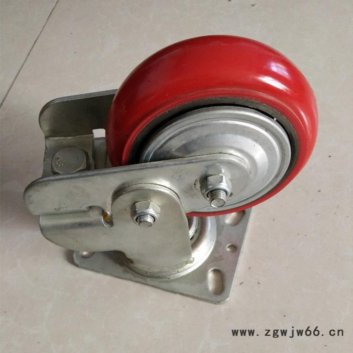 6寸减震聚氨酯重型pu工业脚轮 弹簧减震万向轮图3