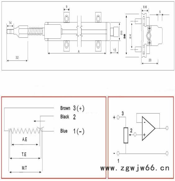 WYW22微型自恢复系列(外置弹簧)线性位移传感器西安新敏图3