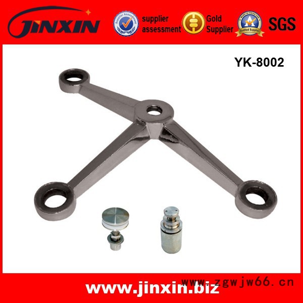 精鑫五金驳接爪玻璃紧固件 不锈钢拉丝面3爪玻璃幕墙连接件YK-8002