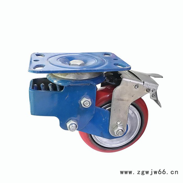 北大轮业生产  批发铁芯聚氨酯弹簧轮  6寸横弹簧缓冲减震脚轮图2