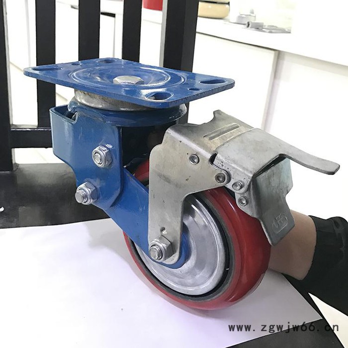 北大轮业生产  批发铁芯聚氨酯弹簧轮  6寸横弹簧缓冲减震脚轮图3