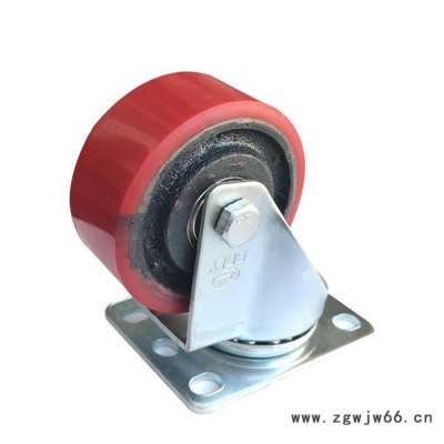 直销 铁芯聚氨酯轮   重型8寸聚氨酯脚轮  PU弹簧减震脚轮