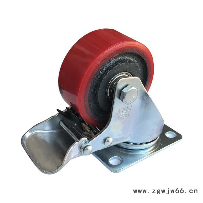 直销 铁芯聚氨酯轮   重型8寸聚氨酯脚轮  PU弹簧减震脚轮图2