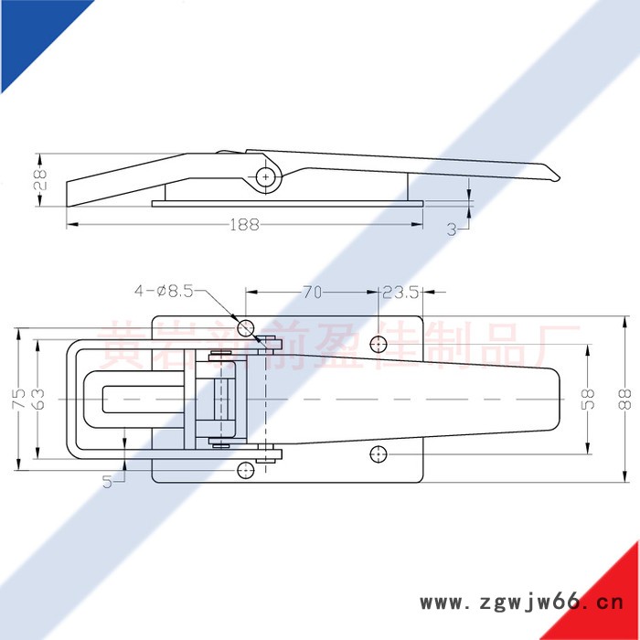 盈佳03122车厢车门搭扣  货车围栏弹簧锁扣   垃圾车锁扣图8