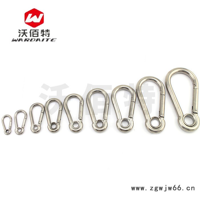 沃佰特304不锈钢 带圈弹簧扣葫芦绳扣攀岩登山弹扣链条连接扣快挂钩图4