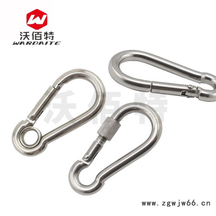 沃佰特304不锈钢 带圈弹簧扣葫芦绳扣攀岩登山弹扣链条连接扣快挂钩图2