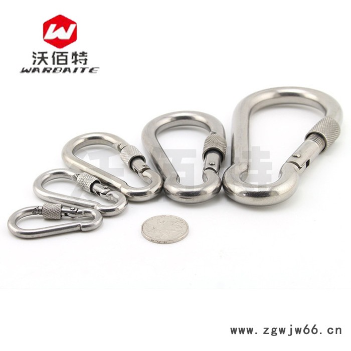 沃佰特304不锈钢 带圈弹簧扣葫芦绳扣攀岩登山弹扣链条连接扣快挂钩图3
