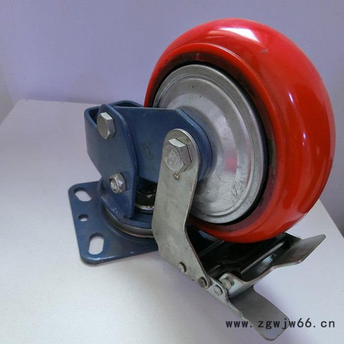 脚轮厂家供应5寸6寸8寸减震弹簧脚轮 万向带刹车 聚氨酯PU图2