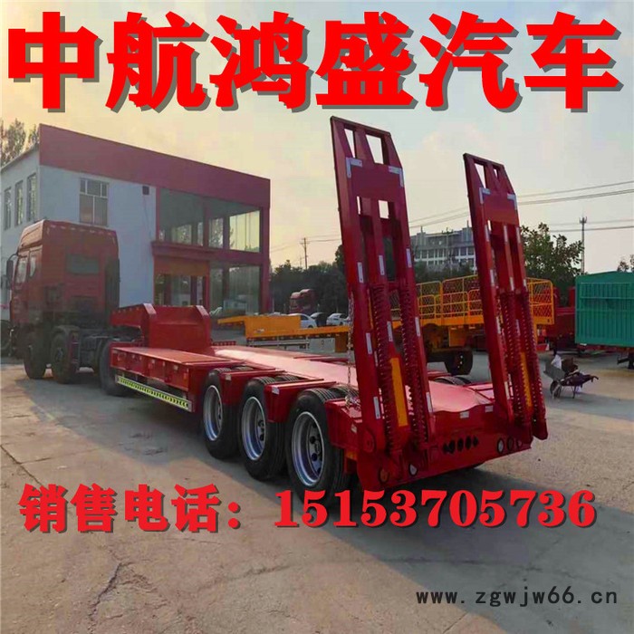 **弹簧机械式爬梯钩机板半挂车 低平板运输半挂车 13米半挂车图5