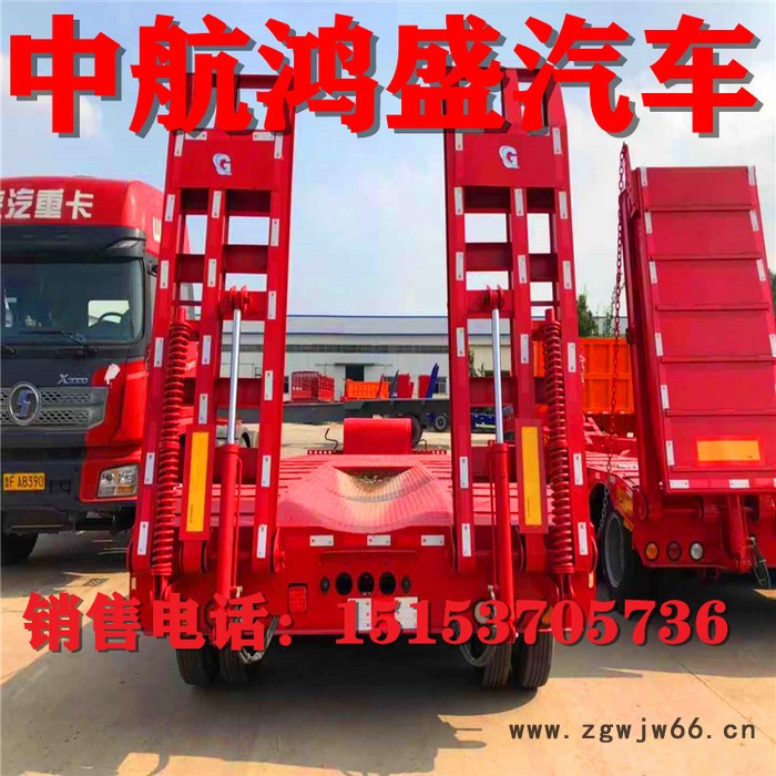 **弹簧机械式爬梯钩机板半挂车 低平板运输半挂车 13米半挂车图3
