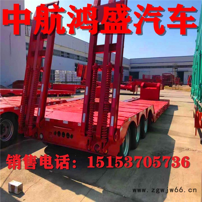 **弹簧机械式爬梯钩机板半挂车 低平板运输半挂车 13米半挂车图4