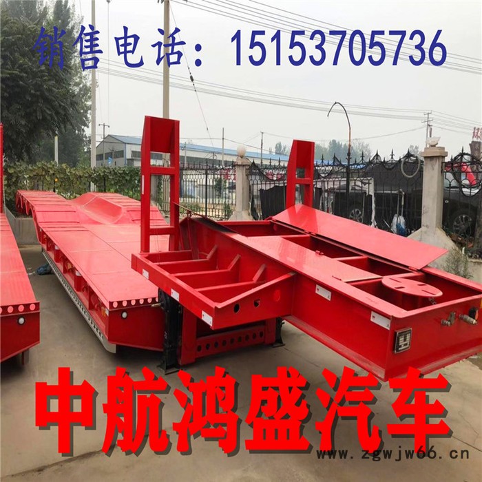 **弹簧机械式爬梯钩机板半挂车 低平板运输半挂车 13米半挂车图2