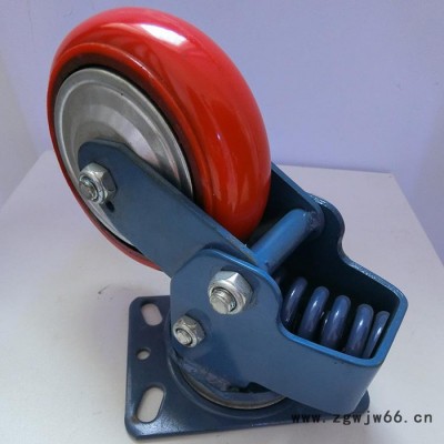 生产批发 铁芯聚氨酯弹簧轮 缓冲减震脚轮 横簧减震轮 汽车厂专用